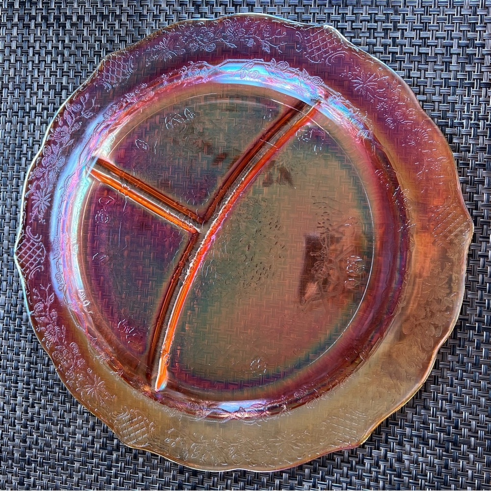 Federal Marigold Iridescent Carnival
Glass Large Divided Plate